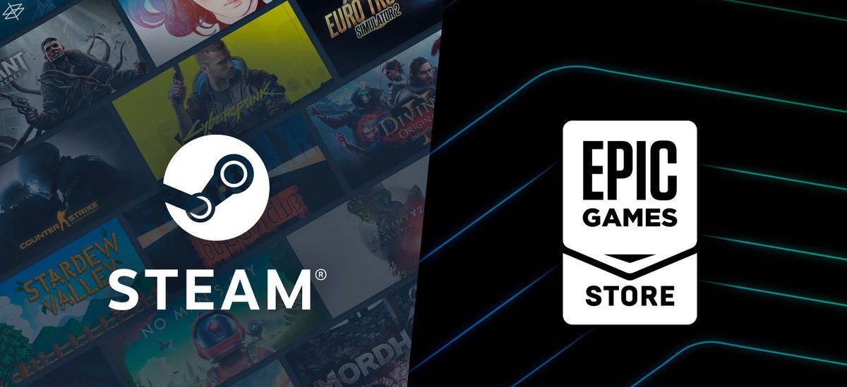 Logos de Steam y Epic Games Store