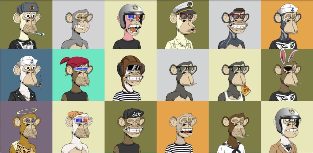 Imágenes de diferentes simios de BAYC